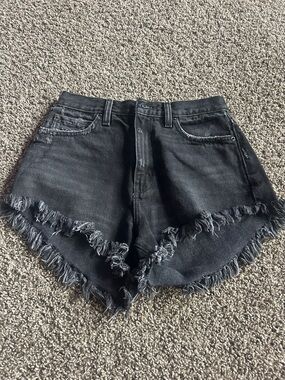 BDG Black Frayed Hem Denim Shorts